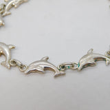 Sterling Silver Novelty Dolphin Pattern Panel Bracelet Vintage c1980s