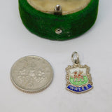 Sterling Silver Wales Dragon Shield Souvenier Charm Pendant Vintage c1970