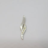 Sterling Silver CZ Set Wavy Curved Charm Pendant Vintage c1970