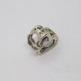 Sterling Silver "Love You Mum" Patterned Heart Shape Charm Bead Vintage c2000