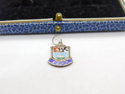 Sterling Silver and Enamel Travel Shield Oban Charm Pendant Vintage c1970
