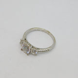 Sterling Silver Triple CZ Sparkling Dress Band Ring Vintage c1990 Size O