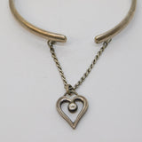 Studio Sterling Silver Heart Drop Bangle Bracelet Vintage 1973 London