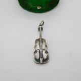 Sterling Silver Violin Form Drop Pendant Antique c1920 Art Deco