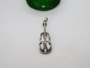Sterling Silver Violin Form Drop Pendant Antique c1920 Art Deco