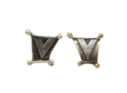 Pair of Sterling Silver Stud 'V' Symbol Scroll Style Stud Earrings Vintage c1990