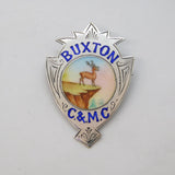 Edwardian Sterling Silver Enamel Buxton Car & Motor Club Brooch Antique