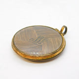 Victorian Gold Plated Hair Set Mourning Locket Pendant Antique c1880s
