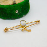 14ct Yellow Gold & Cabochon Water Opal Floral Brooch Pin Antique c1920
