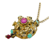 19th Century Austro-Hungarian Sterling Silver Gilt, Turquoise, Stone Set Pendant