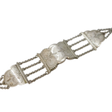 19th Century Dutch Sterling Silver Floral Pattern Panel Bracelet Antique 1894