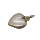 Sterling Silver Puffy Heart Charm Pendant Vintage c1970s
