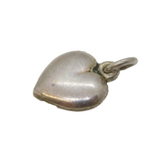 Sterling Silver Puffy Heart Charm Pendant Vintage c1970s