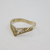 Sterling Silver Filigree Wishbone Dress Ring Vintage c1970 Size S