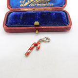 Sterling Silver Red Enamel Stick of Rock Charm Pendant Vintage c1970