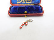 Sterling Silver Red Enamel Stick of Rock Charm Pendant Vintage c1970
