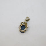 Sterling Silver Oval Black Opal Doublet & Spinel Charm Pendant Vintage c1970s
