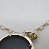Sterling Silver Enamel White Cat Kitten Victorian Style Pendant Necklace Vintage