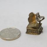 Sterling Silver Gramophone Charm Pendant Vintage c1970