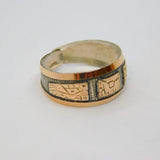 Sterling Silver & Gold Adjustable Picture Band  Ring Vintage c1970 Size N