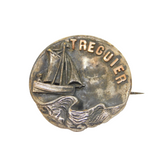 19th Century Silver Plated With Gold 'Treguier' Scenic Souvenir Brooch Pin c1880