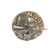 19th Century Silver Plated With Gold 'Treguier' Scenic Souvenir Brooch Pin c1880