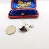 Sterling Silver Iridescent Diamond Paste Heart Charm Pendant Vintage c1970