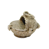 Sterling Silver Opening Crib Basket With Baby Figure Charm Pendant Vintage c1970