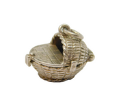 Sterling Silver Opening Crib Basket With Baby Figure Charm Pendant Vintage c1970