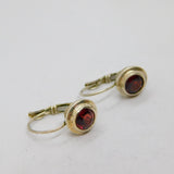 Pair of Sterling Silver Faceted Garnet Leverback Studio Earrings Vintage c1970