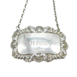 Sterling Silver Floral Whisky Decanter Label Vintage 1971 Birmingham