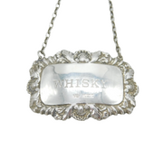 Sterling Silver Floral Whisky Decanter Label Vintage 1971 Birmingham