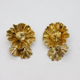 Pair of Sterling Silver Gilt Floral Studio Statement Stud Earrings Vintage 1989