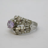Sterling Silver, Spinel & Amethyst Statement Ring Vintage c1970 Size P UK