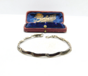 Sterling Silver & Inlayed Dark-Wood Panel Bracelet Vintage c1970 7" Length
