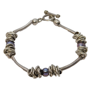 Sterling Silver Cultured Black Pearl Studio Bracelet Vintage c1990s Birmingham