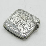 Art Deco Sterling Silver Floral Pattern Vesta Case Antique 1911 Birmingham