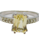 Sterling Silver Citrine & White Sapphire Dress Ring Vintage c1970 Size N