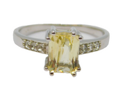 Sterling Silver Citrine & White Sapphire Dress Ring Vintage c1970 Size N