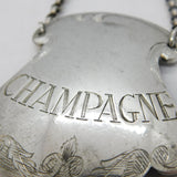 George III Sterling Silver Floral Pattern 'Champagne' Decanter Label Antique