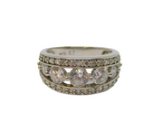 Sterling Silver Multi-Stone CZ Art Deco Style Band Ring Vintage c1990 Size M 1/2