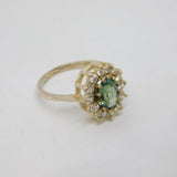 Sterling Silver Faceted Flourite & White Topaz Cluster Ring Vintage c1970 Size K