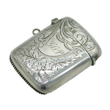 Art Deco Sterling Silver Floral Pattern Vesta Case Antique 1919 Birmingham