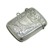Art Deco Sterling Silver Floral Pattern Vesta Case Antique 1919 Birmingham