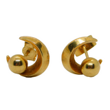 Pair of 9ct Yellow Gold Crescent Moon Stud Earrings Vintage c1970s