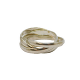 Sterling Silver Triple Band Wedding Ring Contemporary c1990 Size O