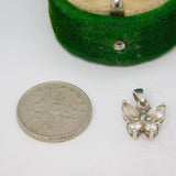 Sterling Silver Crystal Butterfly Charm Pendant Vintage c1970