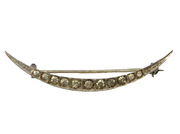 Sterling Silver Graduating Paste Set Crescent Moon Brooch Antique c1920 Deco