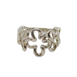 Sterling Silver Open Floral Design Studio Ring Contemporary c2000 Size L 1/2