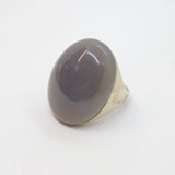 Sterling Silver Natural Grey Stone Statement Ring Vintage c1970 Size T 1/2